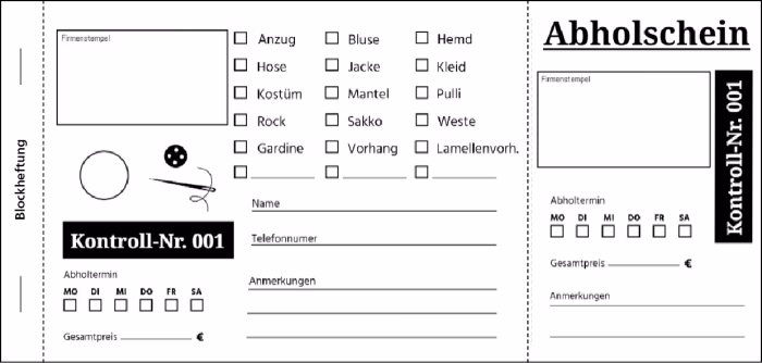 Änderungsschein DL mit Bügelloch und Stempelfeld Layout 2